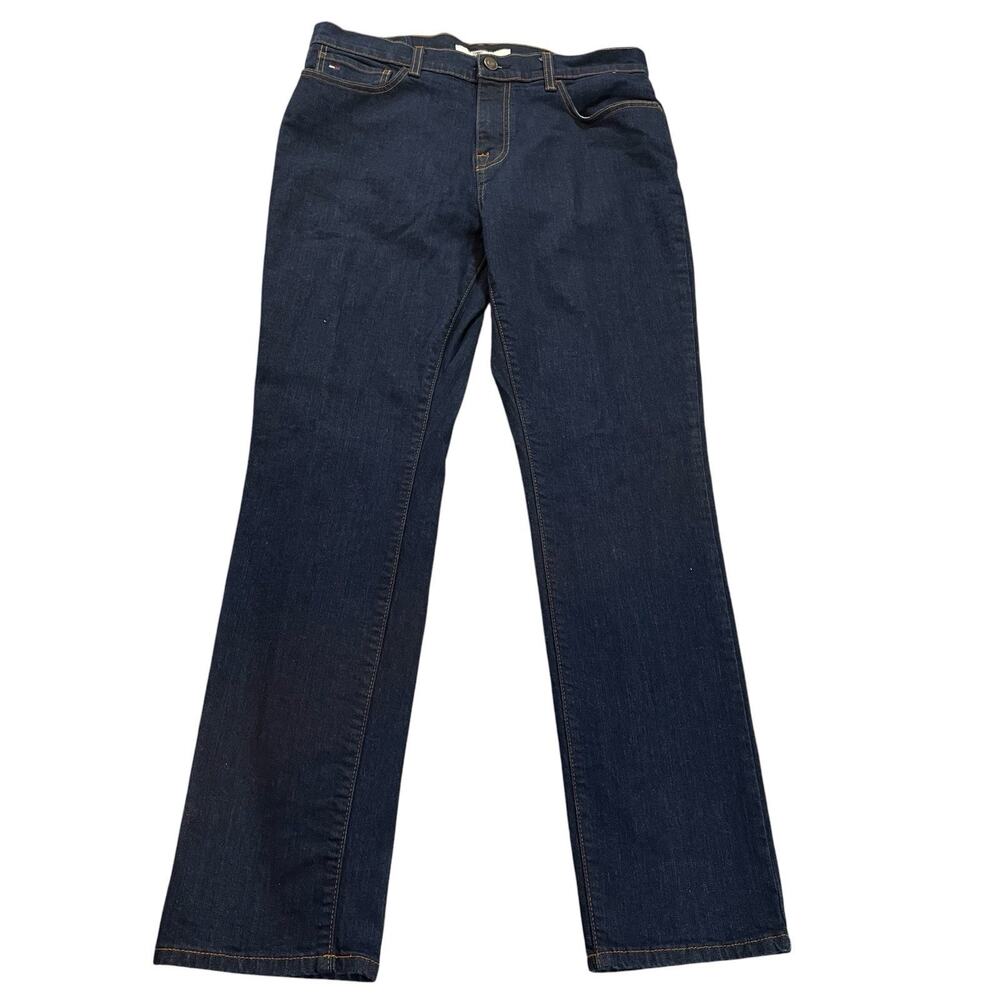 Tommy Hilfiger Denim Jeans Mens 34x32 Dark Wash Straight Leg Light Stretch